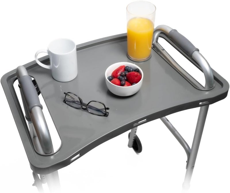 Strongarm Solid Gray Walker Tray with Cup Holder, Tray for Folding Walkers, Food Tray, Walker Accessories, Tray Table for Standard Adult Walkers (Gray) - Image 1